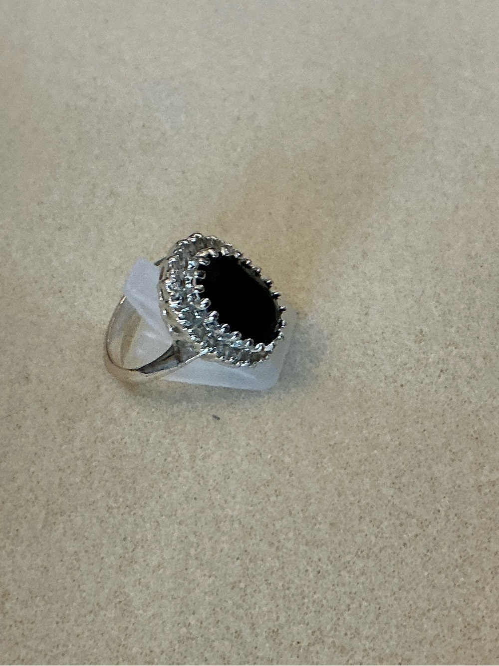 Sterling Silver Black Onyx Halo Ring - size 9 - Picture 3 of 3